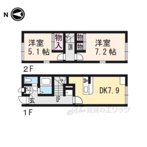 レオパレス南阪手(2DK/1階)の間取り写真