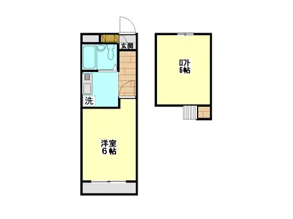 ドリーミーロードB(1K/2階)の間取り写真