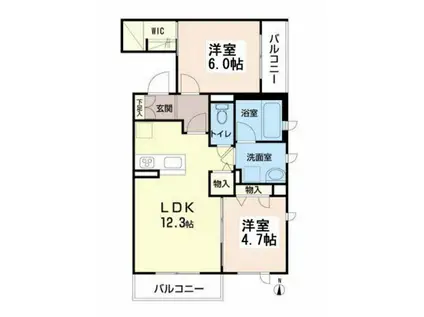 メビウス 神明(2LDK/3階)の間取り写真