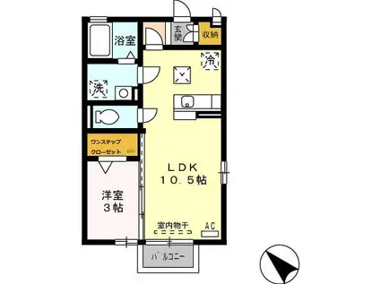 ニューハイツタリカドC(1LDK/1階)の間取り写真