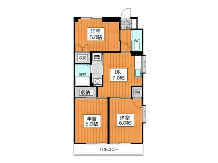 ベストノーン榎(3DK/5階)の間取り写真