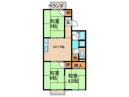 ハイツセンダン(3DK/2階)の間取り写真