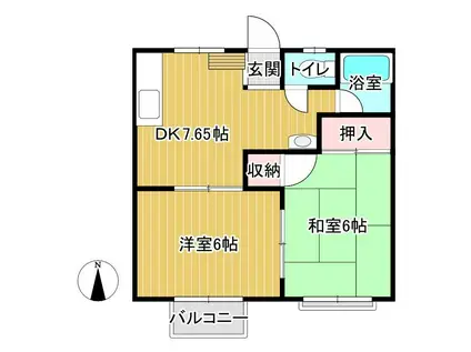 レジデンス星が丘(2DK/1階)の間取り写真