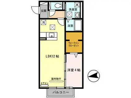 パール リーフ高松(1LDK/1階)の間取り写真