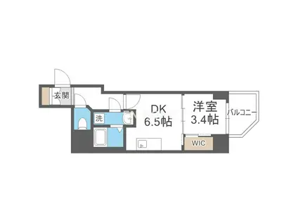 コンフォリア・リヴ谷町九丁目ソルテラス(1DK/8階)の間取り写真