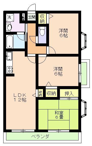 パストラールハイム(3LDK/4階)の間取り写真