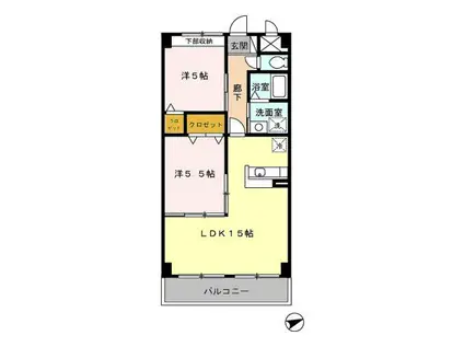 マーヴェラス(2LDK/6階)の間取り写真