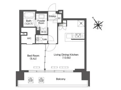 コンフォリア芝浦モク(1LDK/3階)の間取り写真