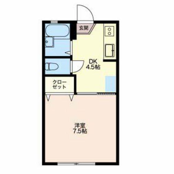 YYシーサイドパレス弐号館(1DK/1階)の間取り写真