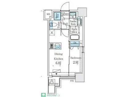 リビオメゾン新大橋(1DK/2階)の間取り写真