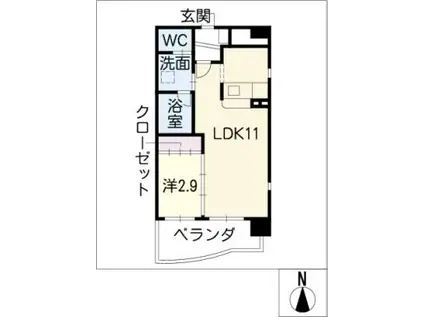アルファパル東山通(1LDK/3階)の間取り写真