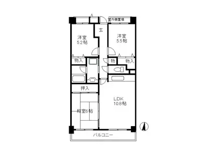 グレイスハイツ六甲(3LDK/3階)の間取り写真