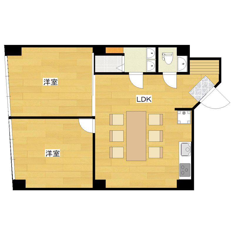 JJK BLDG(2LDK/4階)の間取り写真