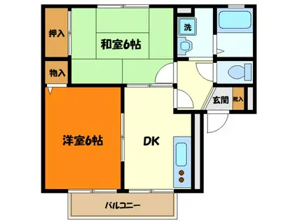 ボナール町田(2DK/2階)の間取り写真