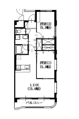 セントフィールド(2LDK/3階)の間取り写真