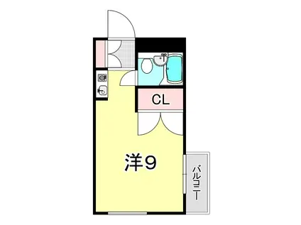 ジャルダン岡本(ワンルーム/1階)の間取り写真