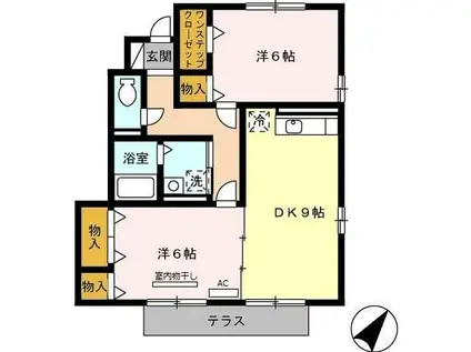 フルール B(2DK/1階)の間取り写真