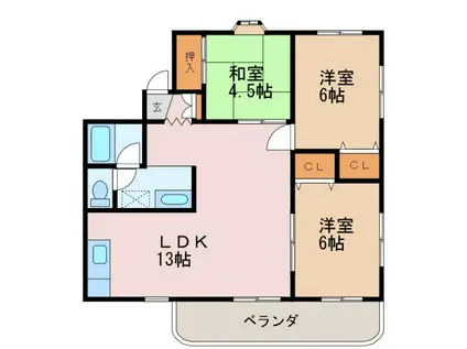 レジデンスKK(3LDK/1階)の間取り写真