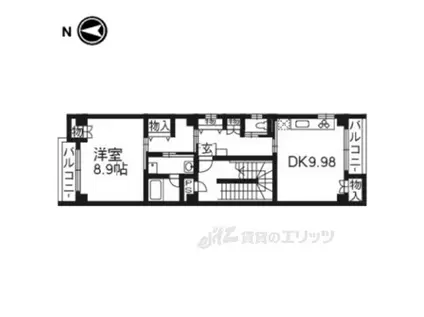 ゆいまーる新町(1LDK/2階)の間取り写真