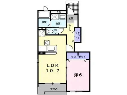 バンバハウスA(1LDK/1階)の間取り写真