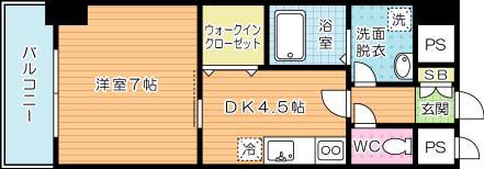 サンルーヴル(1DK/9階)の間取り写真