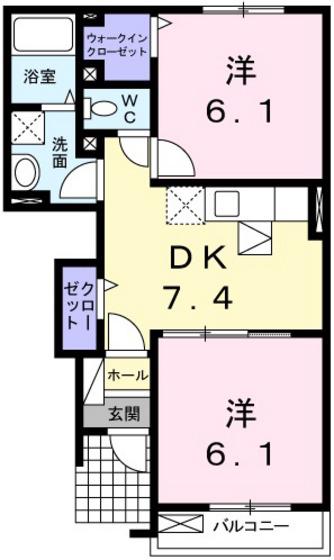 パストラルS C棟(2DK/1階)の間取り写真
