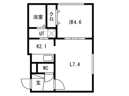 ルリ美園(1LDK/3階)の間取り写真