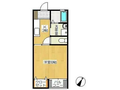 エクセランI棟(1K/2階)の間取り写真