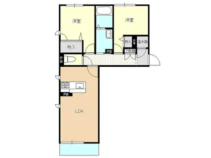 ヒルズエルドラード(2LDK/2階)の間取り写真