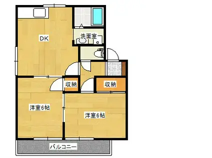 ロイヤルハイツB棟(2DK/1階)の間取り写真