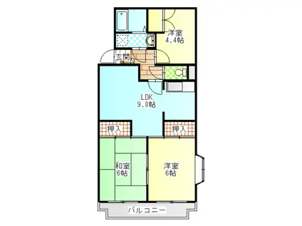 第1府川マンション(3LDK/1階)の間取り写真