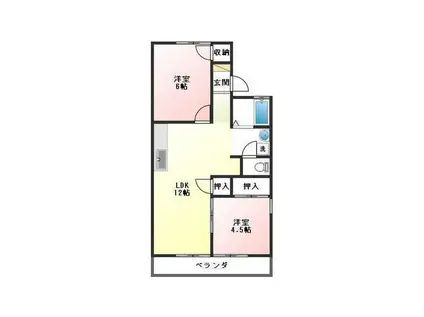 ドミール長良(2LDK/2階)の間取り写真