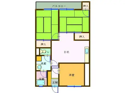 サンライズ北条(3DK/4階)の間取り写真