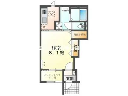 スターテラスII 瀬戸町下(1K/1階)の間取り写真