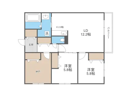 ウェルブライト 朝日レジデンス(3LDK/2階)の間取り写真