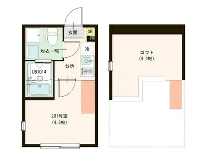 CASA HAML(1K/2階)の間取り写真