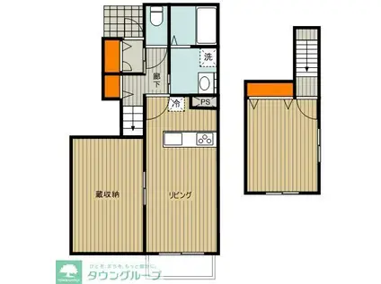 ファビラスハウスA棟(1LDK/1階)の間取り写真