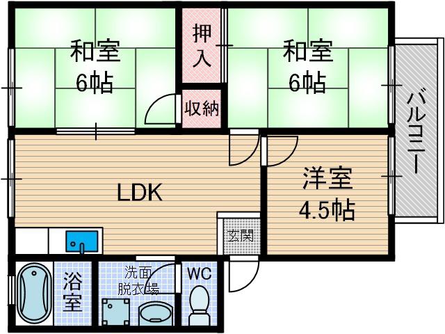 谷川ハイツ(3LDK/1階)の間取り写真
