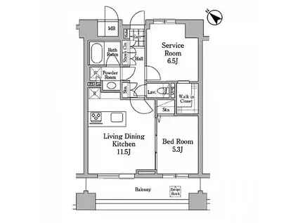 ユニコーンバリー恵比寿(2LDK/8階)の間取り写真