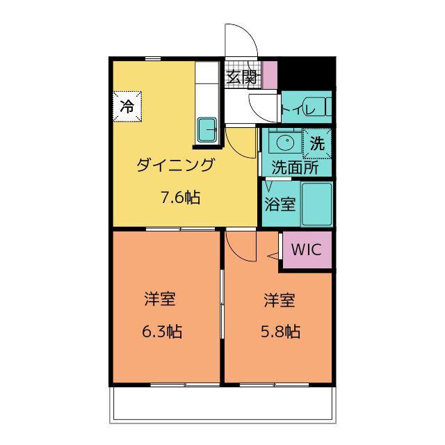 シトリンI(2DK/2階)の間取り写真
