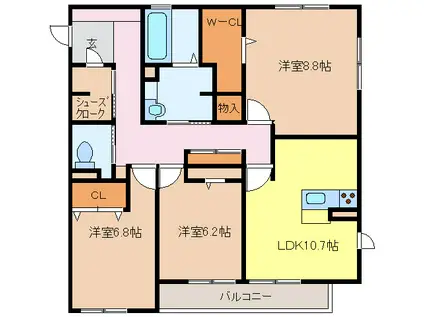 ラ ルーチェ(3LDK/2階)の間取り写真