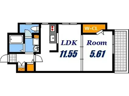 西蟹屋K.K(1LDK/7階)の間取り写真
