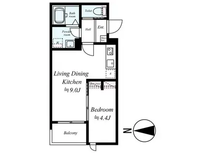 GRADUS八千代中央II(1LDK/2階)の間取り写真