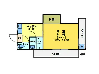 信澤ビル(1K/4階)の間取り写真