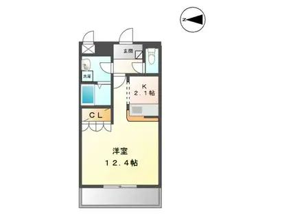 メルシーアトス(1K/1階)の間取り写真