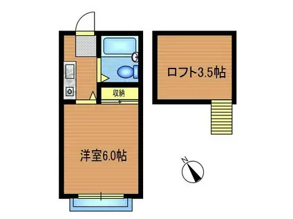 清瀬ブルーハイム(1K/1階)の間取り写真