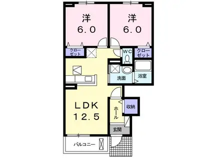 ル・グラン I(2LDK/1階)の間取り写真
