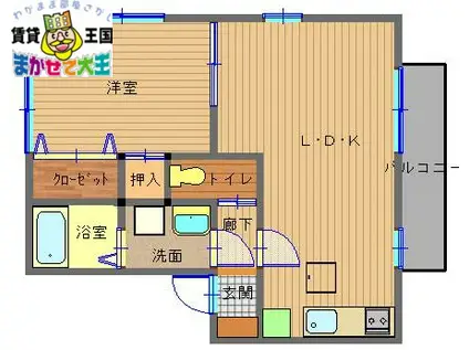ステラ深堀B D-ROOM(1LDK/1階)の間取り写真