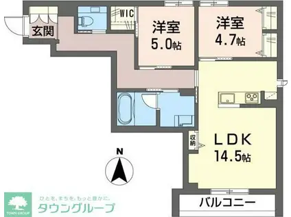 アルビオン コート(2LDK/2階)の間取り写真