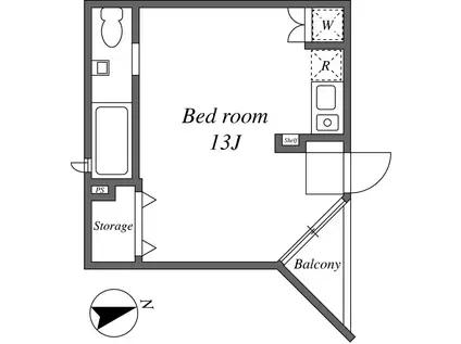 イースト RISE 由比ガ浜 B(ワンルーム/3階)の間取り写真